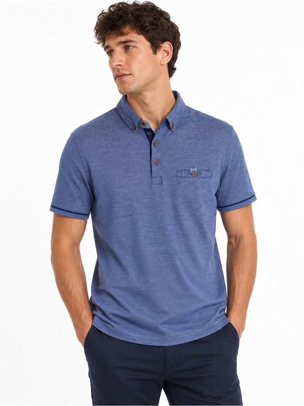 Ted Baker London Blue Polo Shirt Mens Size 4 Large Cotton Pocket